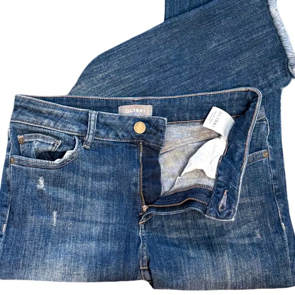 DL1961 Mara Straight Leg Mid Rise Ankle Blue Denim Jean with Instasculpt Size 27 - Picture 9 of 14